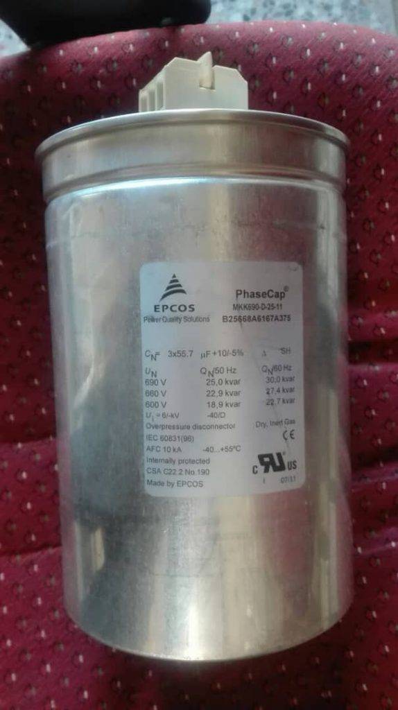 خازن سه فاز فشار ضعیف گازی اپکاس، 25 کیلووار، 690 ولت EPCOS 8f69bdf5 f955 4d9d 96d0 26c07bf064bf scaled - خازن سه فاز فشار ضعیف گازی اپکاس، 25 کیلووار، 690 ولت EPCOS
