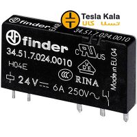 رله SSR /EMR  فیندر 6 آمپر 5 پایه 1NO1NC ولتاژ کنترلی 24VDC مدل 00.10.finder 34.51.7024