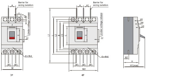 کلید اتوماتیک 400 آمپر  CHINT غیرقابل تنظیم حرارتی-مغناطیسی  (50KA) NM1-400H/3P
